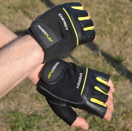 Рукавички для фітнесу PowerPlay 9058 Energy чорно жовті - M