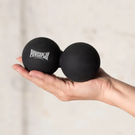 Масажний силіконовий подвійний м'яч PowerPlay PP-4355 Silicone Lacrosse Peanut Ball (6,3*12,6 см.) чорний