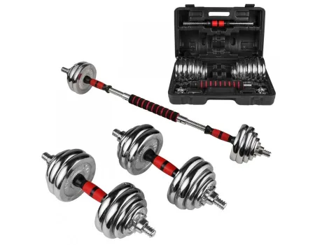 Гантелі розбірні хромовані з грифом в валізі 2 шт по 10 кг