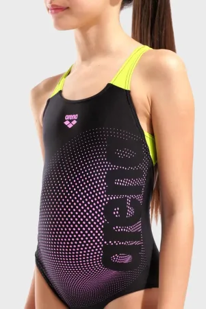 Купальник для плавання злитий Arena DIM LIGHT SWIMSUIT SWIM PRO BA дет (оригінал) 128 см - чорний-жовтий-рожевий