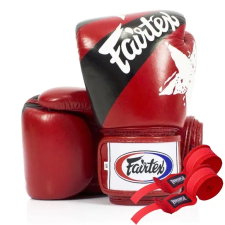 Боксерські рукавиці Fairtex BGV1 Nation Print Red 14 унцій (бинти в комплекті)