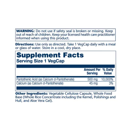 Pantothenic Acid 500 мг - 100 вег. капсул