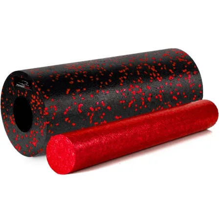 Масажний набір PowerPlay PP_4015 EPP Foam Roller Set 4in1 (2-ва роли + 2-ва м'ячі) чорно-червоний