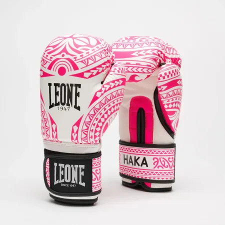 Боксёрские перчатки Leone GN329 HAKA White/Pink 10 унций
