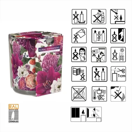 Ароматична свічка в скляному стакані Bispol квіткові натхнення (SN 72s-30)