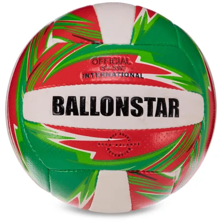 М'яч волейбольний BALLONSTAR №5 PU - червоний-зелений-білий