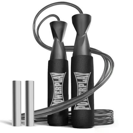 Скакалка скоростная PowerPlay 4211 X ROPE с утяжелителями - 120 г*2 чёрная 3 м