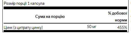 Zinc Citrate 50 мг - 60 капсул