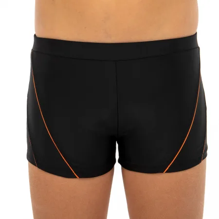 Плавки боксери для хлопчиків для плавання вік 6-10років чорно-жовтогарячий 10