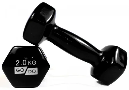 Гантелі для фітнесу з вініловим покриттям 2 шт GoDo GD-2.0BK