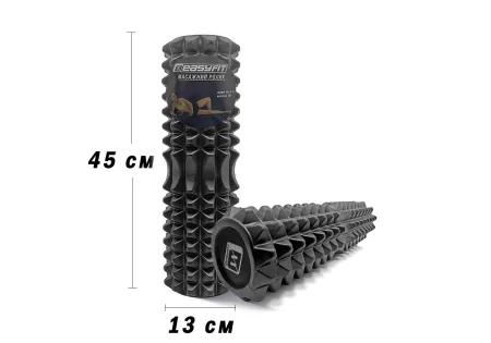Масажний ролик EasyFit Solid Grid Roller 45 см v.2,2s чорний