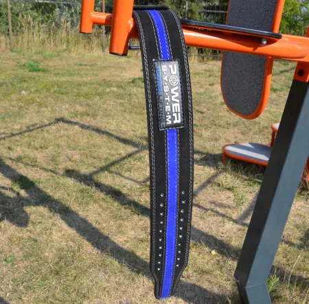 Пояс для пауерліфтингу Power System PS-3800 PowerLifting шкіряний Black/Blue Line - XXL
