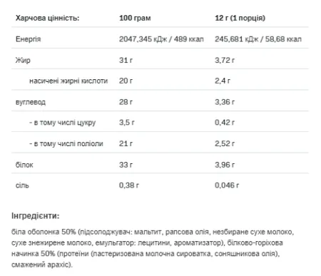 Nut Love 4 Pieces - 48 г білий арахісовий шоколад (поштучно) (до 06,26)
