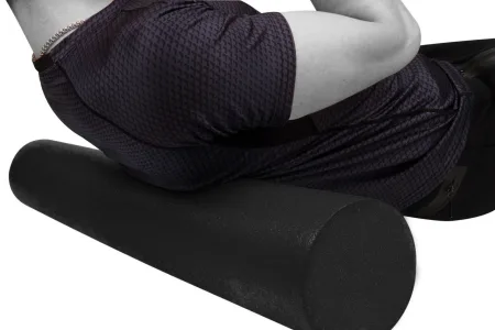 Масажний ролик роллер гладкий PowerPlay 4021 Fitness Roller чорний 90x15 см.