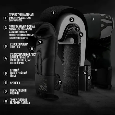 Боксерські рукавиці PowerPlay 3086 Matt Challenger чорні 10 унцій