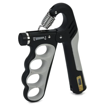 Еспандер кистьовий пружинний з електронним лічильником та регульованим навантаженням 5-100 кг чорний-сірий