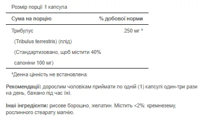 Tribulus Terrestris 250 мг - 90 капсул