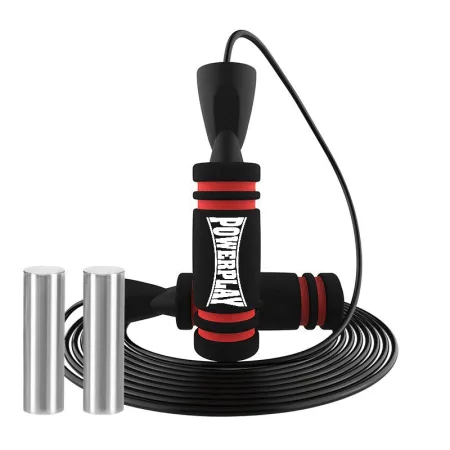 Скакалка швидкісна PowerPlay 4212 X ROPE з обтяжувачами чорно/червона (120 г*2) 3 м.