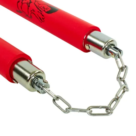 Нунчаку тренувальні з ланцюгом - червоний