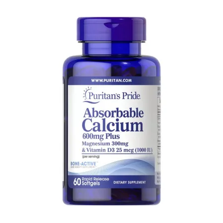 Absorbable Calcium 600 мг Plus Magnesium 300 мг & Vitamin D3 25 мкг - 60 софтгель