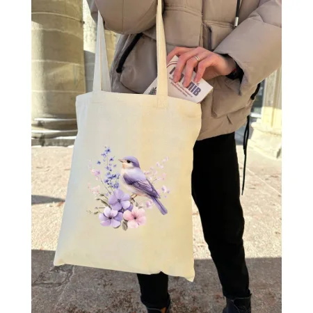 Екошопер BookOpt BK 4106 пташка на квітах бежевий