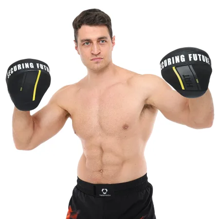 Лапа Вигнута для боксу та єдиноборств HARD TOUCH 19x5x25 см 2 шт - 23 см - Чорний, Жовтий