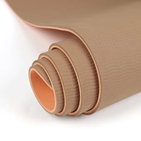 Килимок для фітнесу та йоги Sport TPE+TC 6 мм - помаранчевий/коричневий