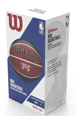 М'яч баскетбольний в подарунковій коробці + насос Wilson NBA TEAM TRIBUTE BSKT CHI BULLS S розмір 7 WZ4021501 XP Оригінал