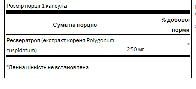 Resveratrol 250 мг 30 капсул (до 02,27)