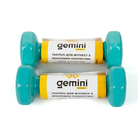 Гантелі Sport для фітнесу з вініловим покриттям 2 шт по 0.5 кг GSD-0.5CYAN