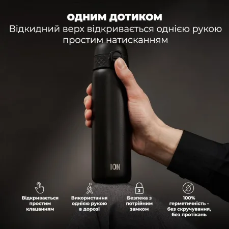 Пляшка для води металева вакуумна ION8 500 мл. Vacuum Insulated Black