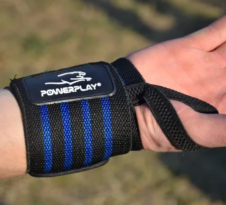 Кистьові бинти PowerPlay 3081 Gym WristT Wraps Чорно-Сині