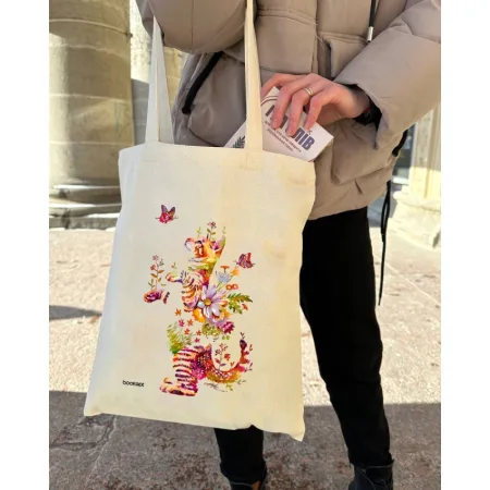 Екошопер BookOpt BK4050 грайливий кіт з метеликом бежевий