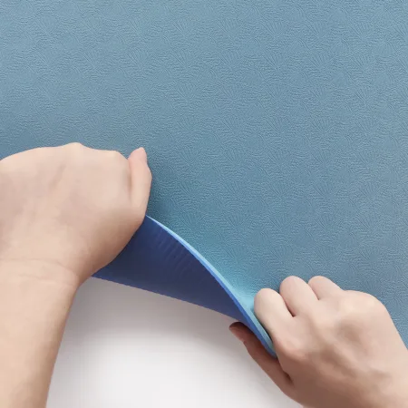 Килимок для фітнесу та йоги Sport TPE+TC 6 мм - блакитний-темно-синій