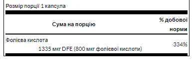 Folic Acid 800 мкг - 250 капсул