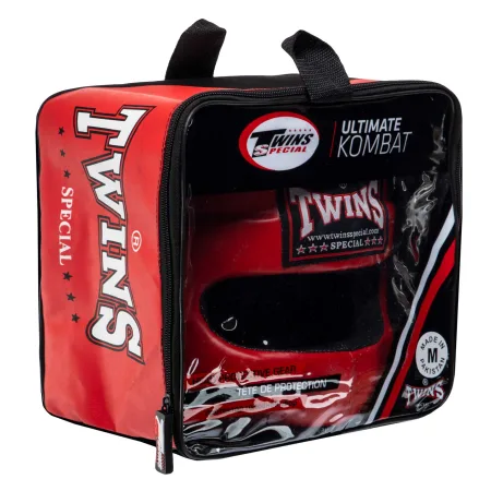 Шолом боксерський з бампером шкіряний TWINS STEEL FRAME Червоний L