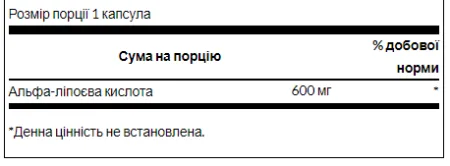 Alpha Lipoic Acid 600 мг - 60 капсул