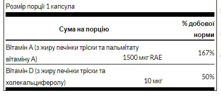 Вітамін A D - 250 м'яких капсул на флакон