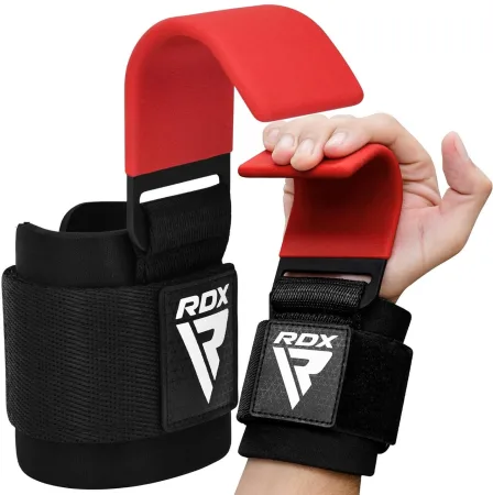 Крюки для тяги на запястье RDX W5 Gym Hook Strap Red Plus