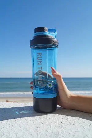 Шейкер спортивний з контейнером Casno 600 мл KXN-1199 з вінчиком синій