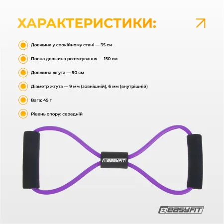 Еспандер EasyFit вісімка трубчастий фіолетовий