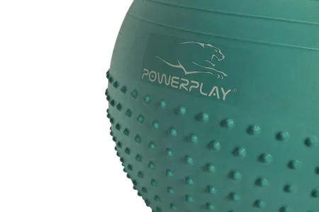 М'яч для фітнесу фітбол напівмасажний PowerPlay 4003 Ø65 cm Gymball Зелений + помпа