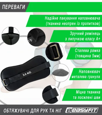 Обтяжувачи EasyFit Comfort 3 кг для ног и рук с металом (пара)