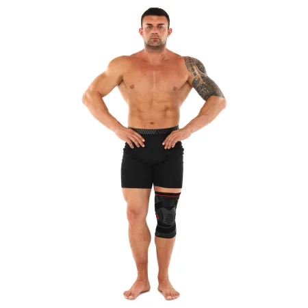 Наколінник бандаж еластичний з фіксуючим ременем та силіконовим кільцем та спіральними ребрами жорсткості SIBOTE 1 шт XL