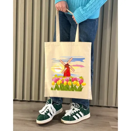 Екошопер BookOpt BK4071 "подорож нідерландами". країна вітряків і тюльпанів" бежевий