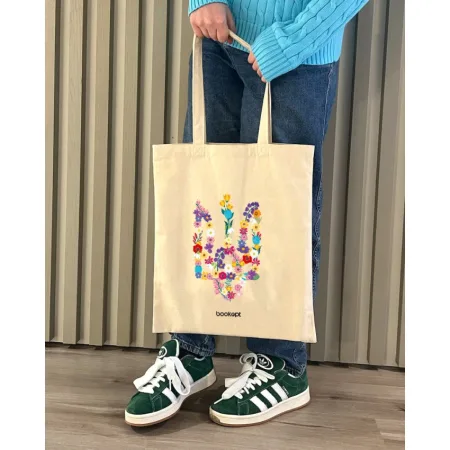 Екошопер BookOpt BK4033 квітковий тризуб бежевий