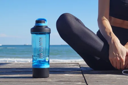 Шейкер спортивний з контейнером Casno 600 мл KXN-1199 з вінчиком синій