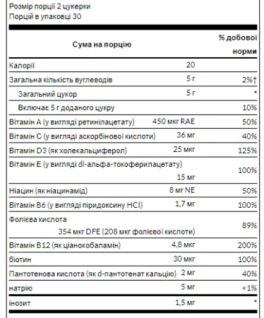 Adult Multivitamin - 60 жуйок Персик, Апельсин, Полуниця