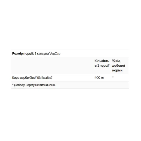 White Willow Bark 400 мг - 100 капсул