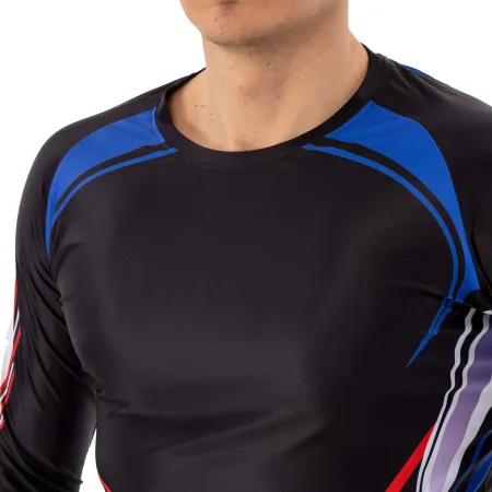 Компрессионный костюм мужской рашгард лонгслив и штаны Domino чёрный-белый-красный-синий TC210-KC210-6 - XXL